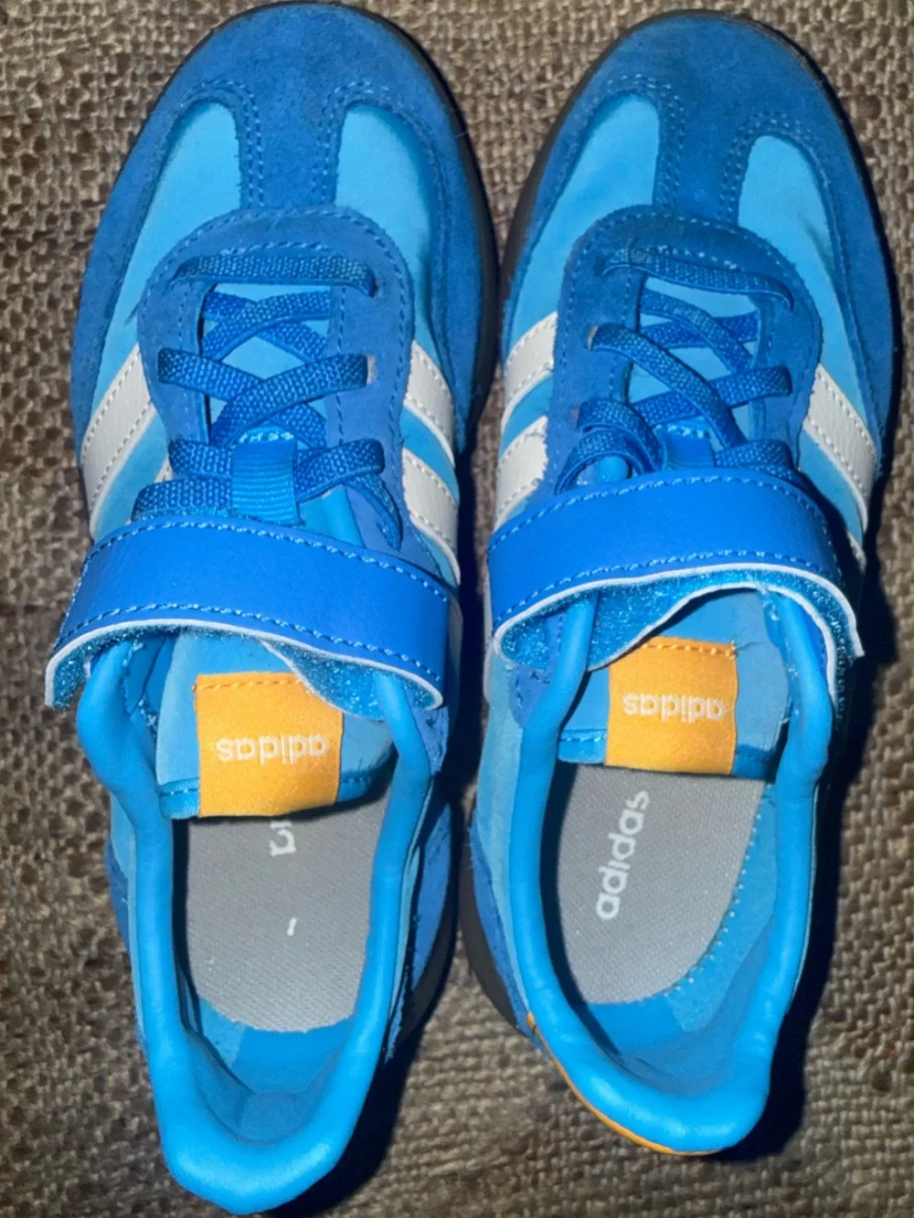 adidas Kids Blue Sneakers with White Stripes